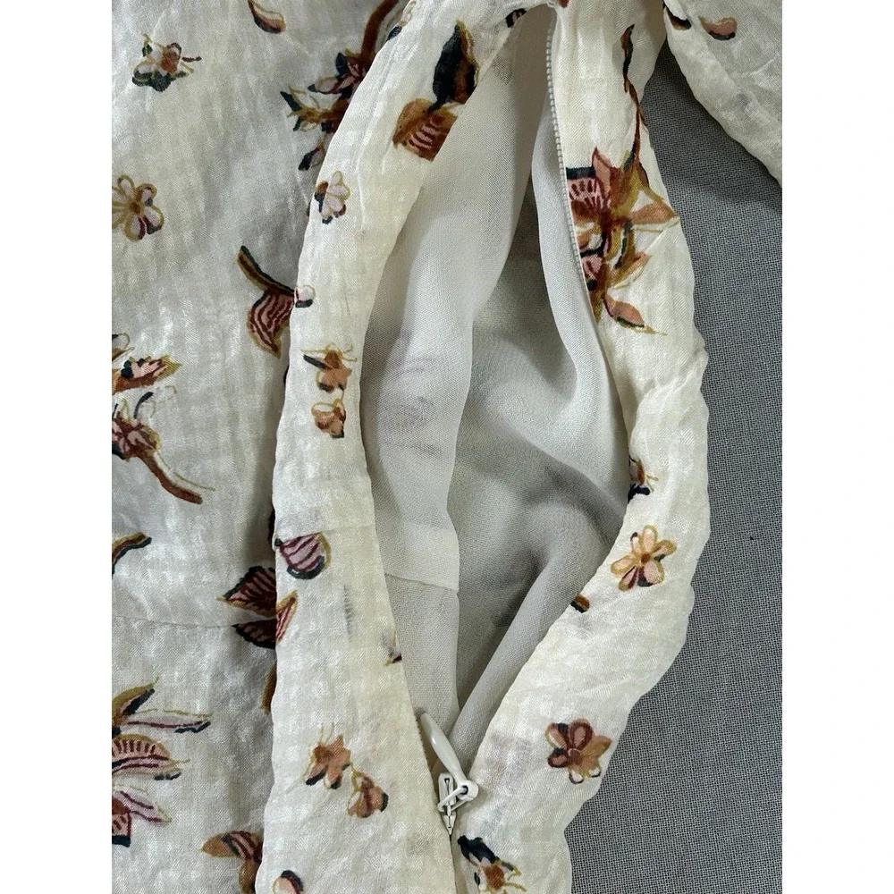 Madewell Silk Ruched Front Vneck Women's 0 Floral Bohemian
